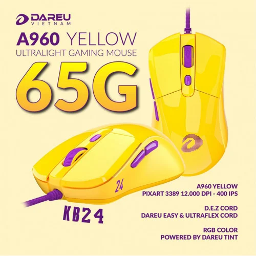 Chuột Gaming DAREU A960 - ULTRALIGHT (TRACKER PWM3337, LED RGB)