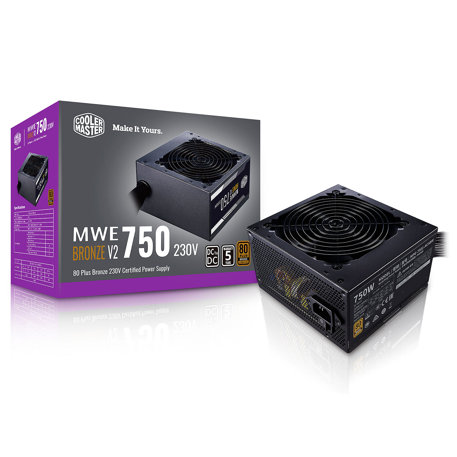 Nguồn máy tính Cooler Master MWE 750 - 80 Plus Bronze - V3 230V