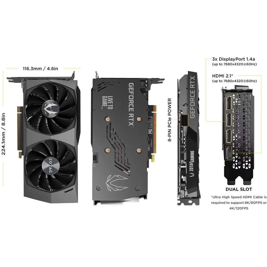 Card màn hình ZOTAC RTX 3060 12GB DDR6 Twin Edge OC