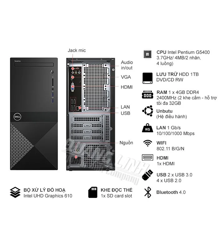 Máy tính để bàn – PC Dell Vostro 3670 MT G5400-RAM-128GB