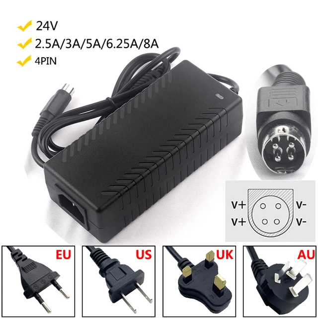 Adaptor 24v-2.5a Máy in hóa đơn Bill chính hãng (4kim)