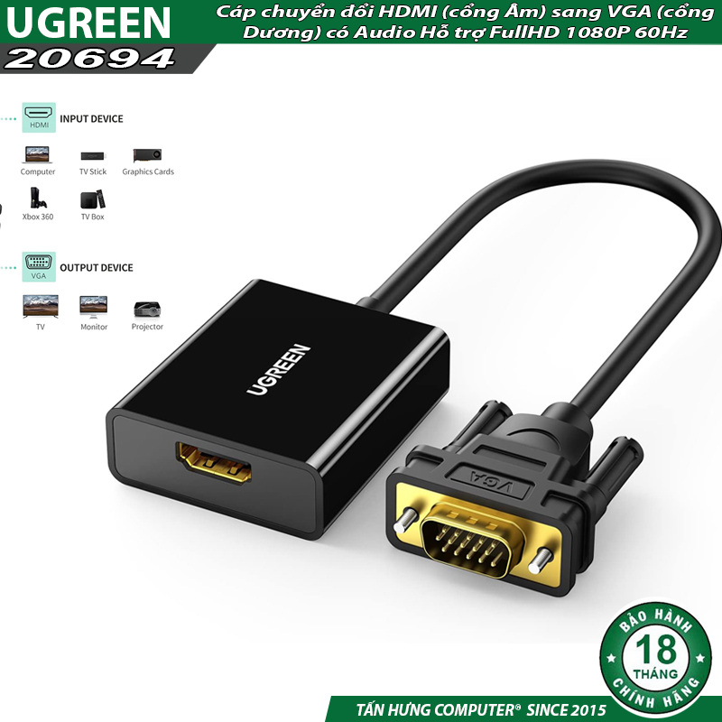 Cable chuyển đổi HDMI sang VGA UGREEN MM102