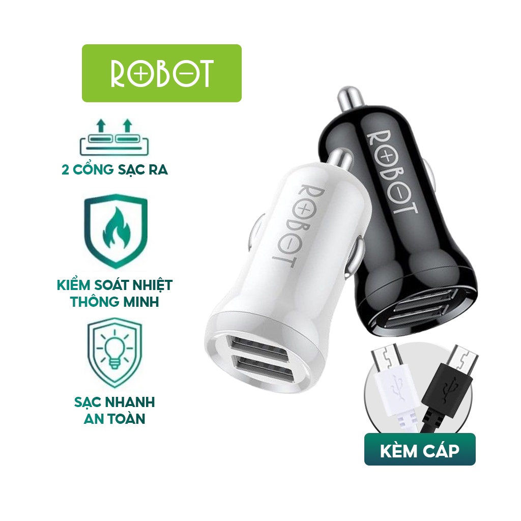 Tẩu Sạc Cốc Sạc Ô Tô ROBOT RT-C07 2 Cổng USB