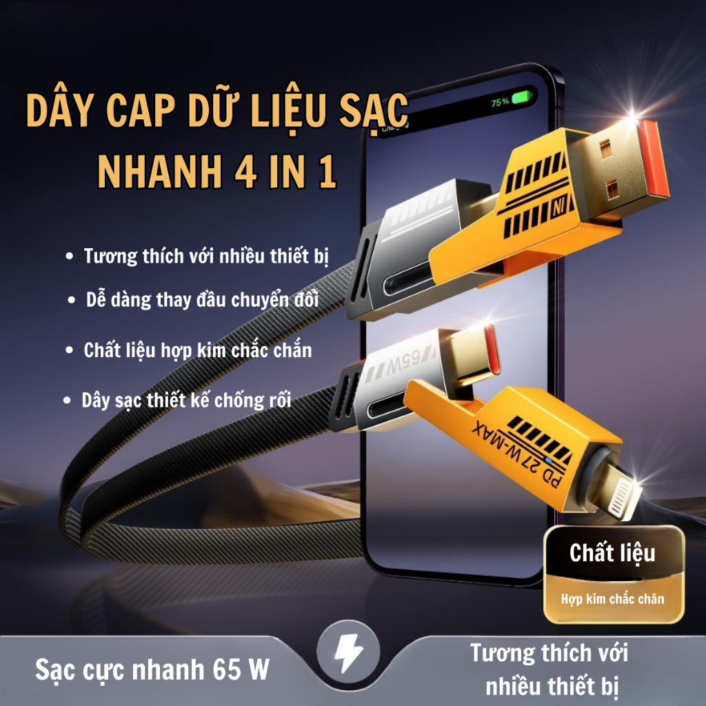 Cáp sạc nhanh đa năng 4 trong 1